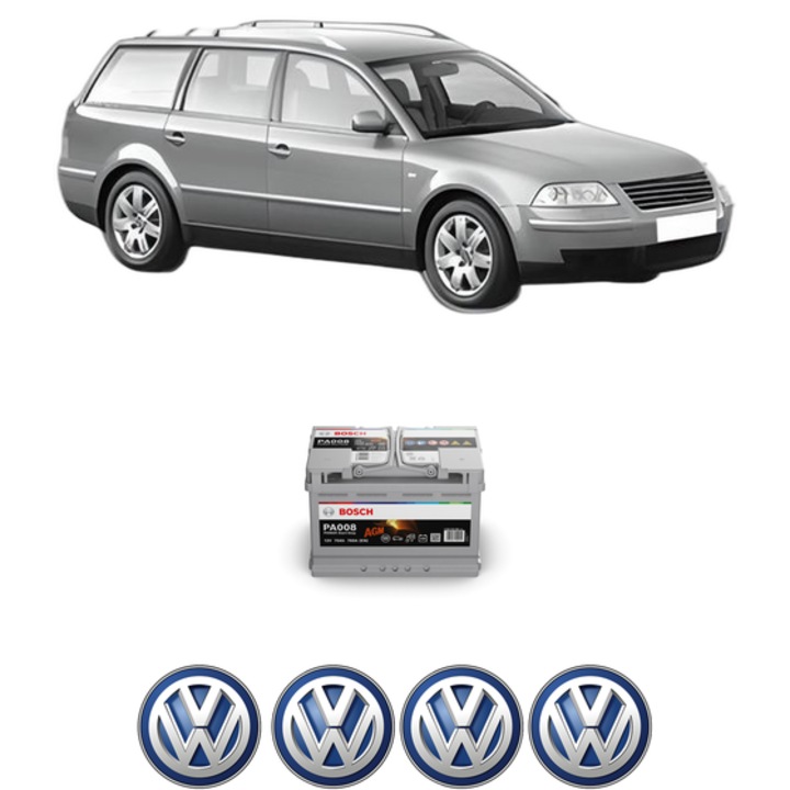 Baterie Acumulator 70 Ah 12 V 760 A Volkswagen PASSAT B5.5 Variant (3B6) 1.9 TDI 4motion din 2000-2005 KW 96 CP 130 CMC 1896, auto, Bosch, 4x Stickere auto cu Volkswagen