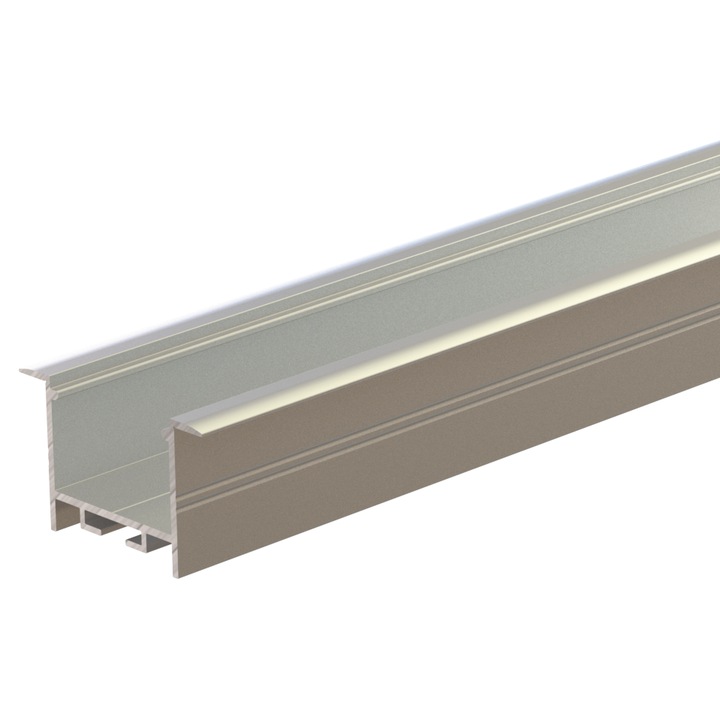 Süllyesztett profil AL24-G01, GLALU, ezüst eloxált, 1000mm, 2x12mm/3x8mm LED szalagokhoz