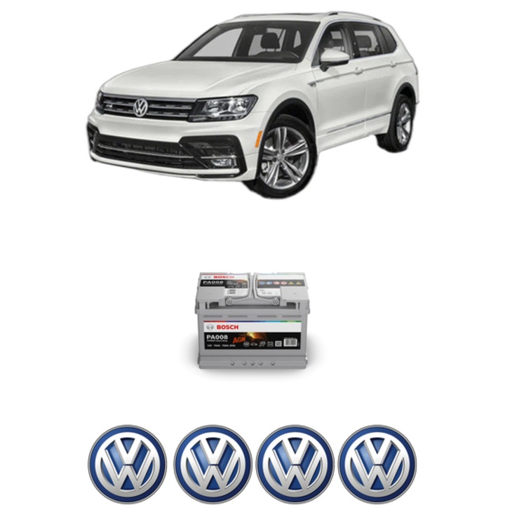 Baterie Acumulator 70 Ah 12 V 760 A Volkswagen TIGUAN (AD1, AX1) 2.0 TDI 4motion din 2016-2020 KW 140 CP 190 CMC 1968, auto, Bosch, 4x Stickere auto cu Volkswagen