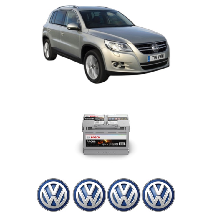 Baterie Acumulator 70 Ah 12 V 760 A Volkswagen TIGUAN VAN (5N_) 2.0 TDI (5N1) din 2010-2011 KW 81 CP 110 CMC 1968, auto, Bosch, 4x Stickere auto cu Volkswagen