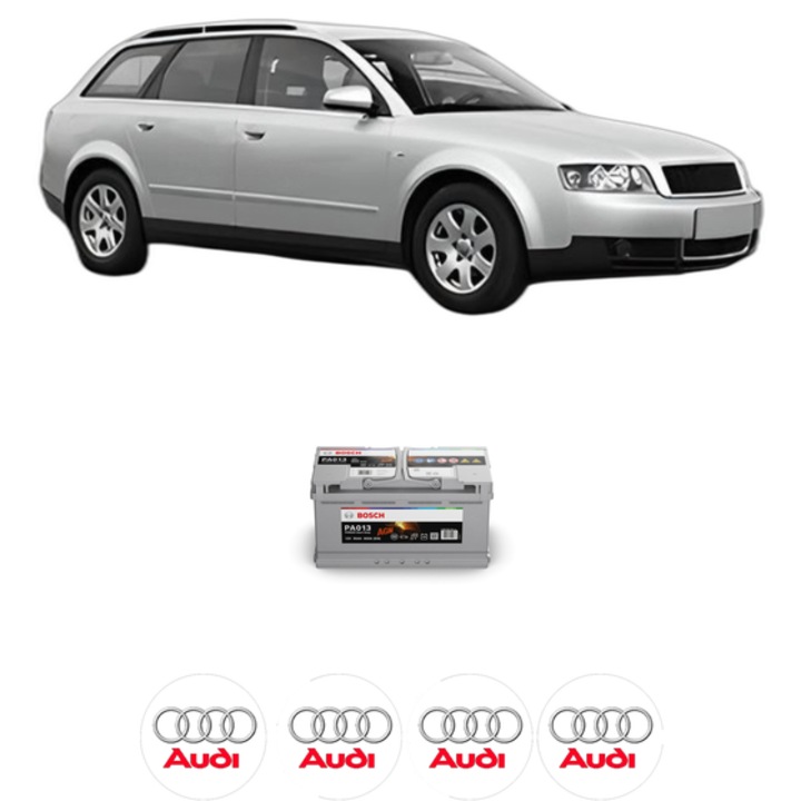 Baterie Acumulator 95 Ah 12 V 830 A AUDI A4 B6 Avant (8E5) 2.5 TDI quattro din 2001-2004 KW 132 CP 180 CMC 2496, auto, Bosch, 4x Stickere auto cu AUDI