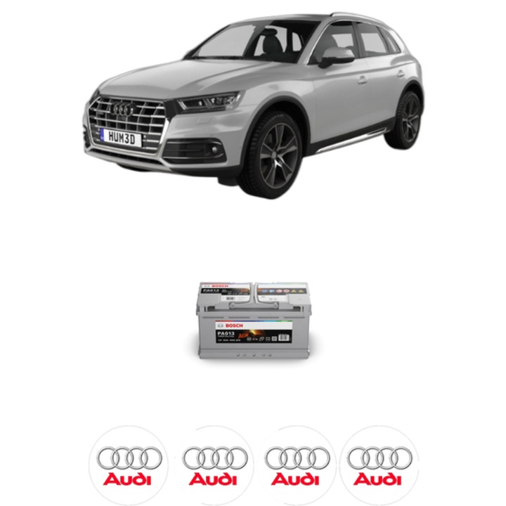 Baterie Acumulator 95 Ah 12 V 830 A AUDI Q5 (FYB, FYG) 2.0 TDI din 2017-2020 KW 110 CP 150 CMC 1968, auto, Bosch, 4x Stickere auto cu AUDI