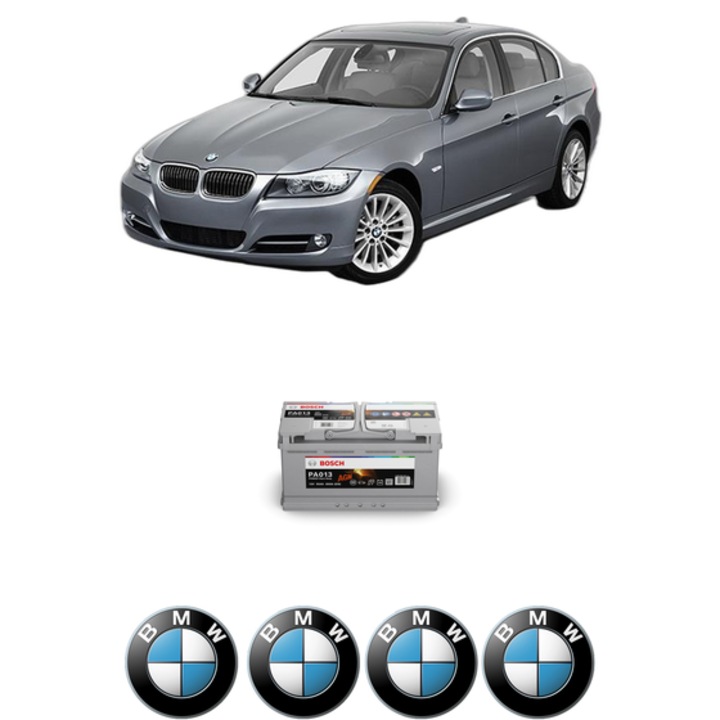 Baterie Acumulator 95 Ah 12 V 830 A BMW Seria 3 (E90) 320 d din 2010-2011 KW 135 CP 184 CMC 1995, auto, Bosch, 4x Stickere auto cu BMW