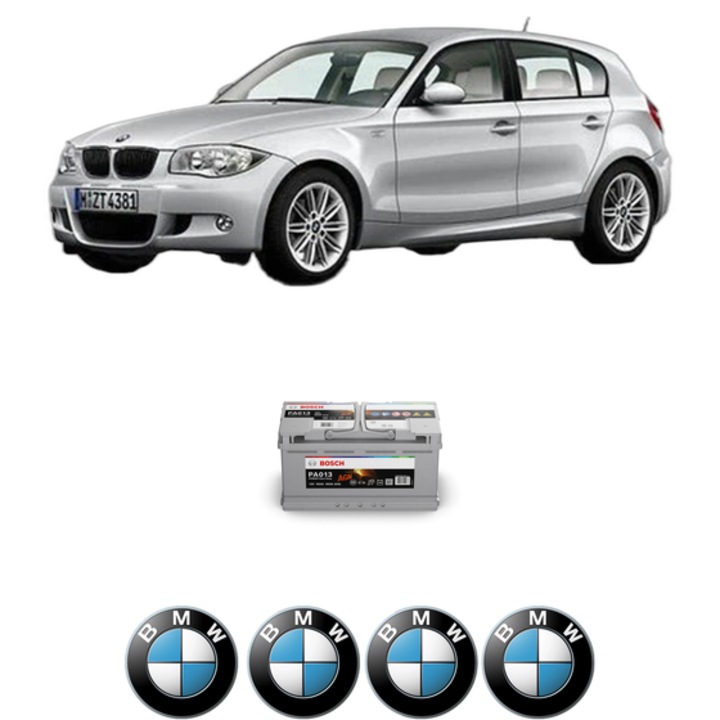 Baterie Acumulator 95 Ah 12 V 830 A BMW Seria 1 (E81) 116 d din 2011-2011 KW 66 CP 90 CMC 1995, auto, Bosch, 4x Stickere auto cu BMW