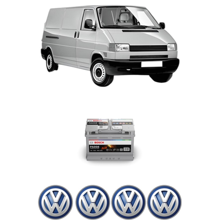 Baterie Acumulator 70 Ah 12 V 760 A Volkswagen TRANSPORTER T4 Van (70A, 70H, 7DA, 7DH) 2.5 TDI din 2000-2003 KW 111 CP 151 CMC 2461, auto, Bosch, 4x Stickere auto cu Volkswagen