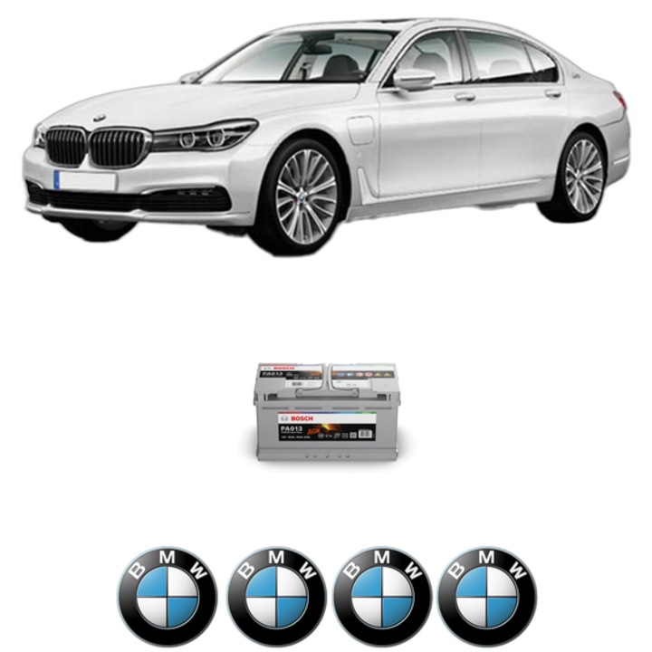 Baterie Acumulator 95 Ah 12 V 830 A BMW Seria 7 (G11, G12) 730 d din 2015-2020 KW 155 CP 211 CMC 2993, auto, Bosch, 4x Stickere auto cu BMW