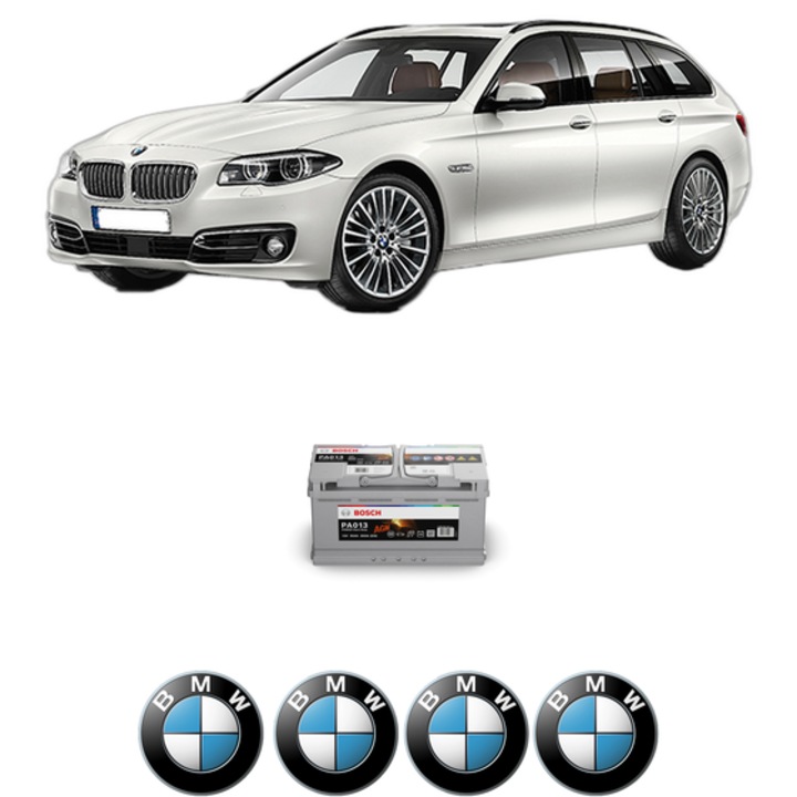 Baterie Acumulator 95 Ah 12 V 830 A BMW Seria 5 Touring (F11) 520 d xDrive din 2014-2017 KW 140 CP 190 CMC 1995, auto, Bosch, 4x Stickere auto cu BMW