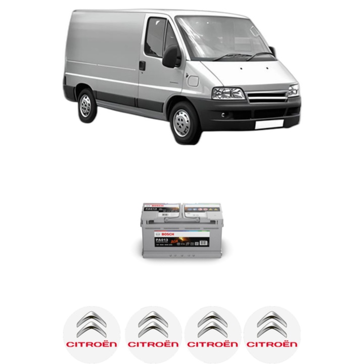 Baterie Acumulator 95 Ah 12 V 830 A CITROEN JUMPER I Van (244) 2.8 HDi 4x4 din 2002-2006 KW 94 CP 128 CMC 2798, auto, Bosch, 4x Stickere auto cu CITROEN