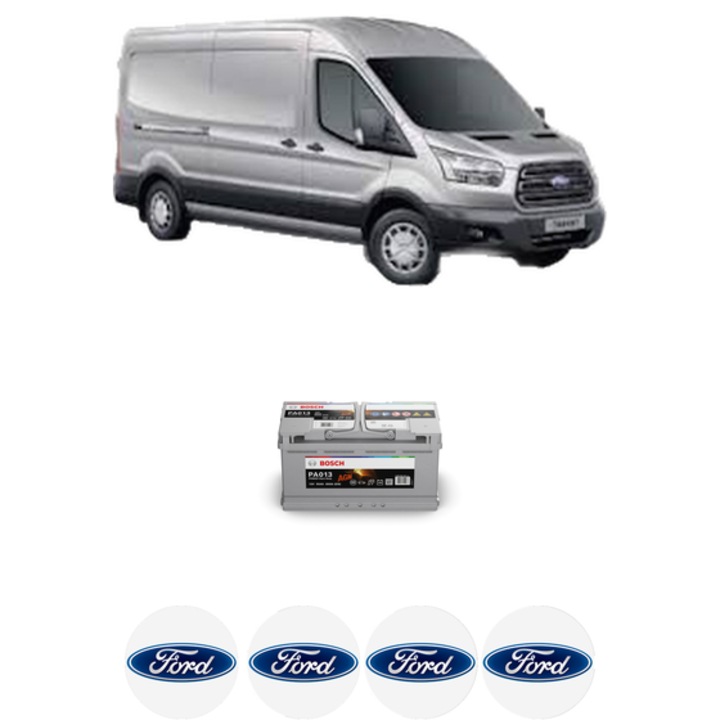 Baterie Acumulator 95 Ah 12 V 830 A FORD TRANSIT V363 Van (FCD, FDD) 2.2 TDCi din 2013-2018 KW 74 CP 100 CMC 2198, auto, Bosch, 4x Stickere auto cu FORD