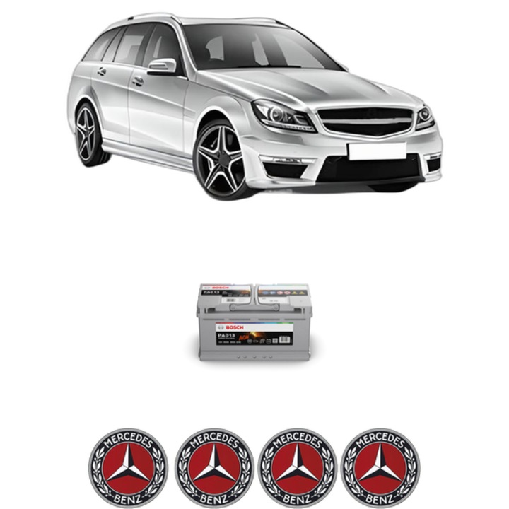 Baterie Acumulator 95 Ah 12 V 830 A MERCEDES-BENZ C-CLASS T-Model (S204) C 220 CDI (204.208) din 2007-2008 KW 120 CP 163 CMC 2148, auto, Bosch, 4x Stickere auto cu MERCEDES-BENZ