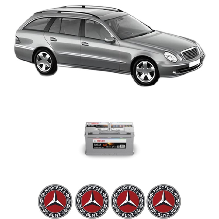 Baterie Acumulator 95 Ah 12 V 830 A MERCEDES-BENZ E-CLASS T-Model (S211) E 240 T (211.261) din 2003-2009 KW 130 CP 177 CMC 2597, auto, Bosch, 4x Stickere auto cu MERCEDES-BENZ