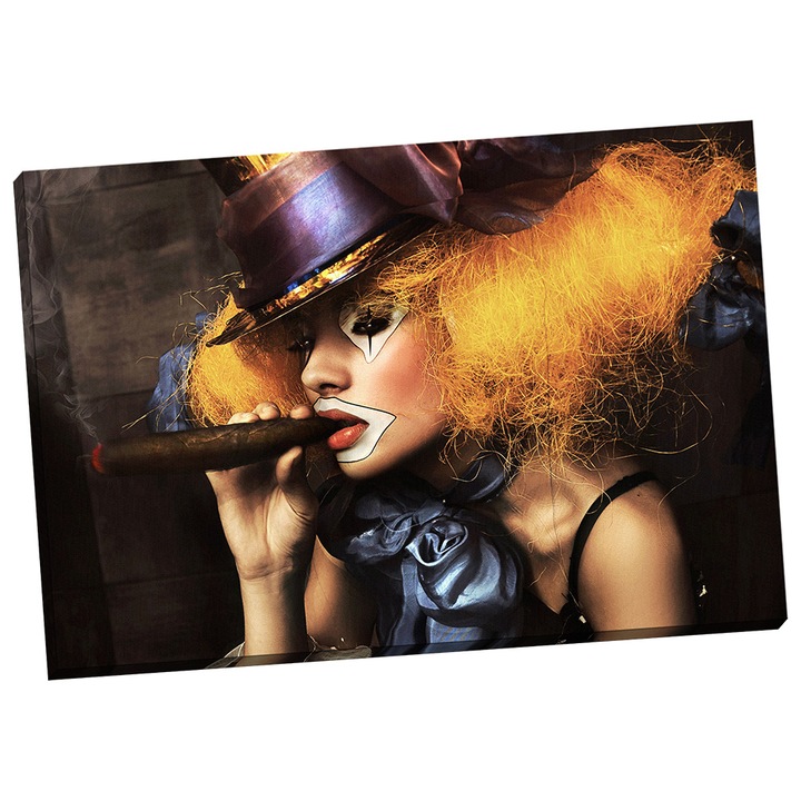 Tablou grand canvas "Femeie cu Trabuc" - 100 x 70 cm