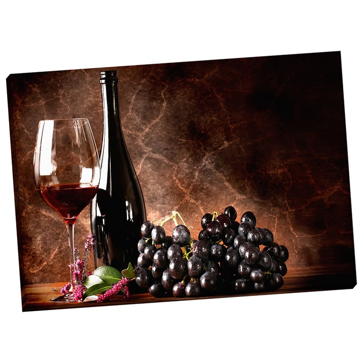 Tablou grand canvas "Struguri si Vin" - 100 x 70 cm