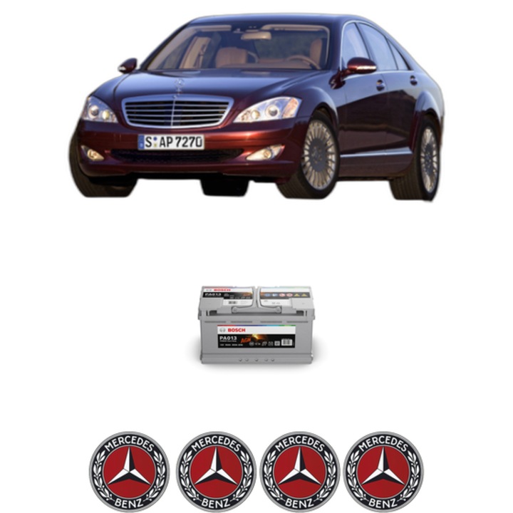 Baterie Acumulator 95 Ah 12 V 830 A MERCEDES-BENZ S-CLASS (W221, V221) S 300 (221.054, 221.154) din 2006-2013 KW 170 CP 231 CMC 2996, auto, Bosch, 4x Stickere auto cu MERCEDES-BENZ