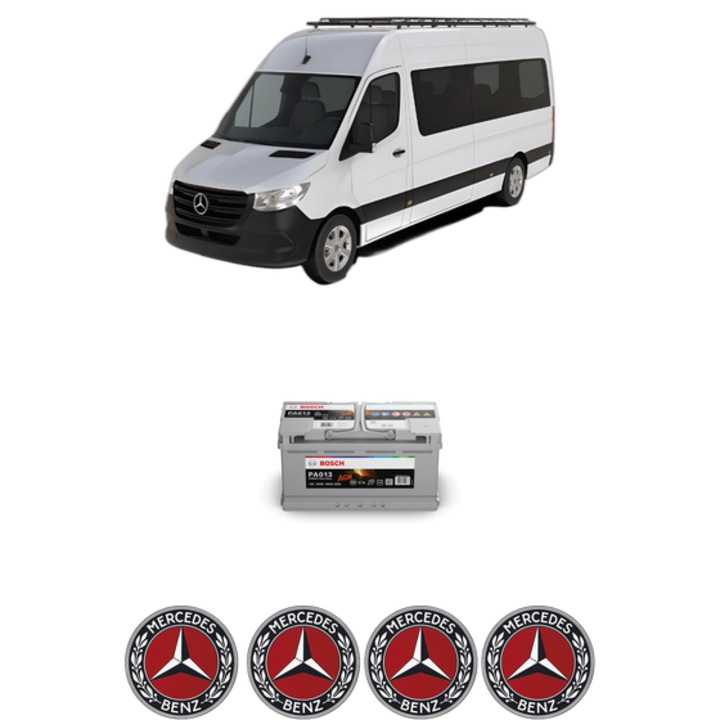 Baterie Acumulator 95 Ah 12 V 830 A MERCEDES-BENZ SPRINTER 5-t Bus (B906) 519 CDI (906.655, 906.657) din 2009-2018 KW 140 CP 190 CMC 2987, auto, Bosch, 4x Stickere auto cu MERCEDES-BENZ