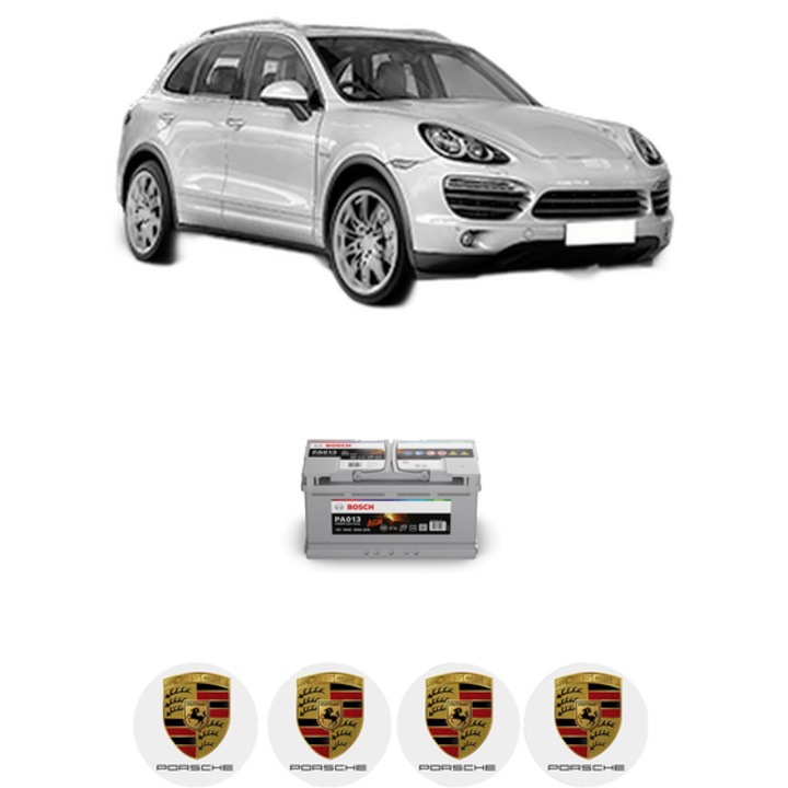 Baterie Acumulator 95 Ah 12 V 830 A PORSCHE CAYENNE (92A) 3.0 Diesel din 2011-2018 KW 180 CP 245 CMC 2967, auto, Bosch, 4x Stickere auto cu PORSCHE