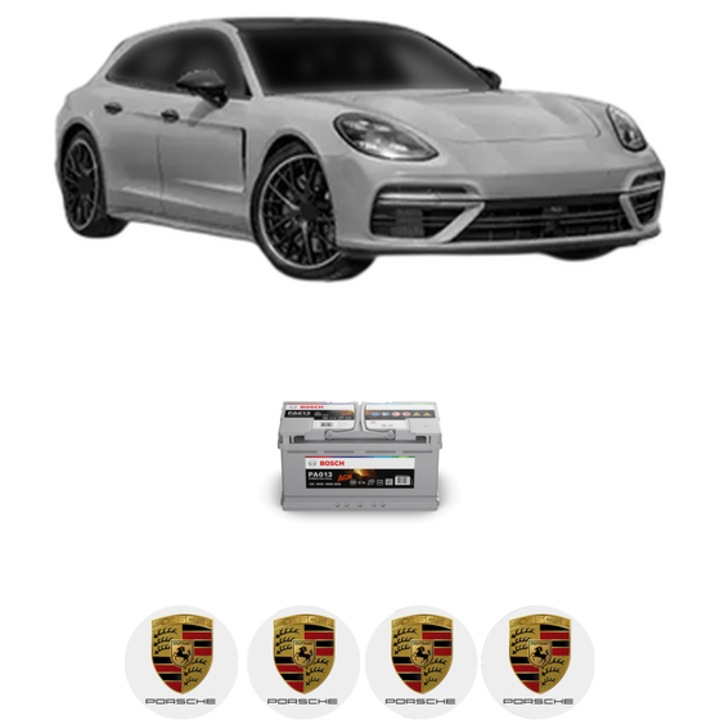 Baterie Acumulator 95 Ah 12 V 830 A PORSCHE PANAMERA Sport Turismo (971) 4.0 S 4 Diesel (97CDD1) din 2017-2023 KW 310 CP 422 CMC 3956, auto, Bosch, 4x Stickere auto cu PORSCHE