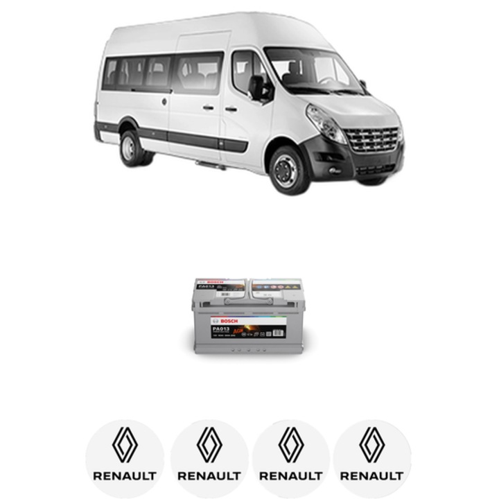 Baterie Acumulator 95 Ah 12 V 830 A RENAULT MASTER III Bus (JV) 2.3 dCi 145 FWD (JV0F, JV0S, JV0T) din 2011 KW 107 CP 146 CMC 2298, auto, Bosch, 4x Stickere auto cu RENAULT