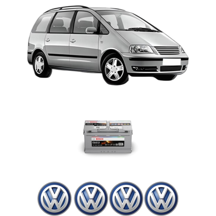 Baterie Acumulator 95 Ah 12 V 830 A Volkswagen SHARAN (7M8, 7M9, 7M6) 1.9 TDI din 2002-2010 KW 96 CP 130 CMC 1896, auto, Bosch, 4x Stickere auto cu Volkswagen