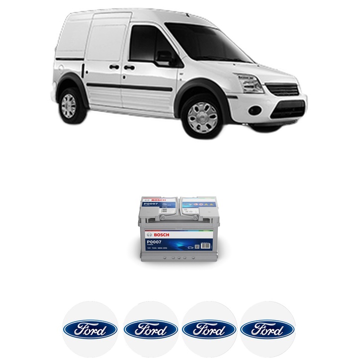 Baterie Acumulator 72 Ah 12 V 680 A FORD TRANSIT CONNECT (P65_, P70_, P80_) 1.8 TDCi din 2002-2013 KW 66 CP 90 CMC 1753, auto, Bosch, 4x Stickere auto cu FORD