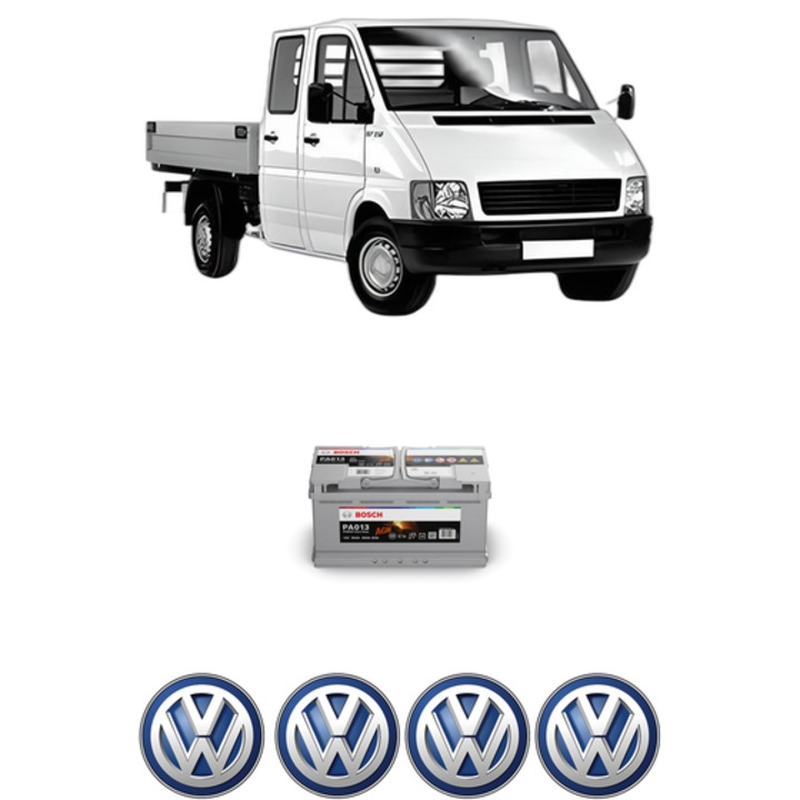 Baterie Acumulator 95 Ah 12 V 830 A Volkswagen LT 28-46 II Platform/Chassis (2DC, 2DF, 2DG, 2DL, 2DM) 2.5 TDI din 2001-2006 KW 70 CP 95 CMC 2461, auto, Bosch, 4x Stickere auto cu Volkswagen