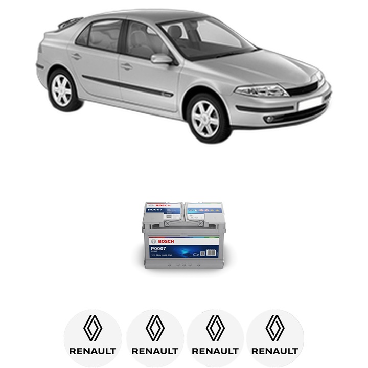 Baterie Acumulator 72 Ah 12 V 680 A RENAULT LAGUNA II (BG0/1_) 2.2 dCi (BG09) din 2004-2005 KW 85 CP 116 CMC 2188, auto, Bosch, 4x Stickere auto cu RENAULT