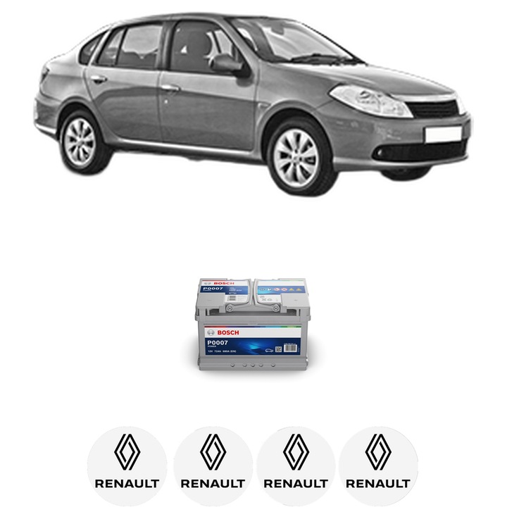 Baterie Acumulator 72 Ah 12 V 680 A RENAULT THALIA II (LU_) 1.5 dCi din 2008 KW 62 CP 85 CMC 1461, auto, Bosch, 4x Stickere auto cu RENAULT
