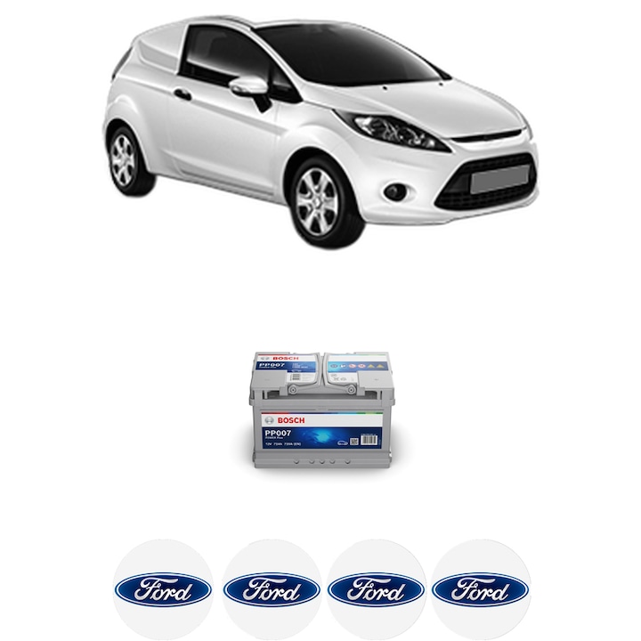Baterie Acumulator 72 Ah 12 V 720 A FORD FIESTA VI Van 1.4 TDCi din 2010-2017 KW 51 CP 70 CMC 1399, auto, Bosch, 4x Stickere auto cu FORD
