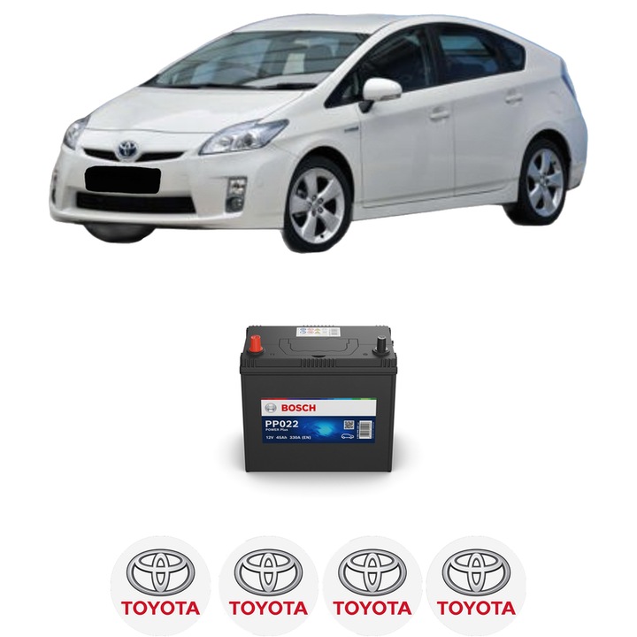 Baterie Acumulator 45 Ah 12 V 330 A TOYOTA PRIUS (_W3_) 1.8 Hybrid (ZVW30) din 2008-2016 KW 100 CP 136 CMC 1798, auto, Bosch, 4x Stickere auto cu TOYOTA