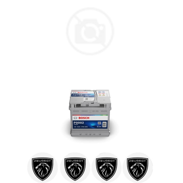 Baterie Acumulator 52 Ah 12 V 470 A PEUGEOT 108 1.2 din 2014 KW 60 CP 82 CMC 1199, auto, Bosch, 4x Stickere auto cu PEUGEOT