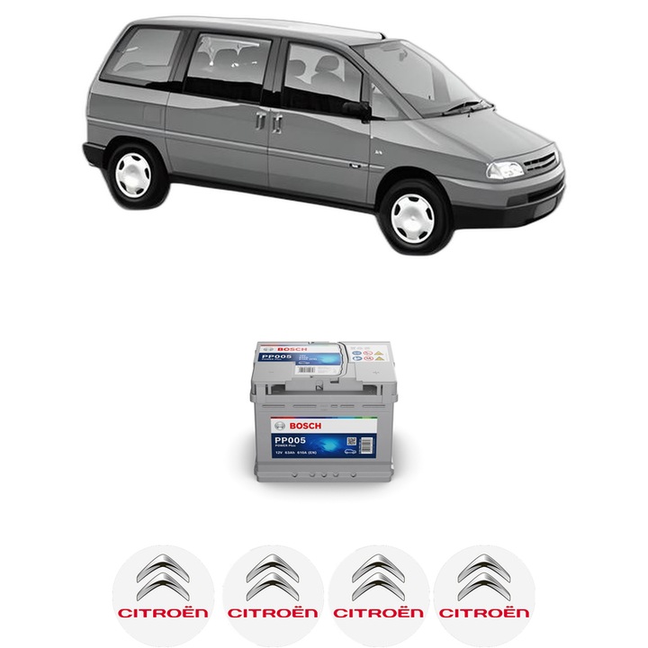 Baterie Acumulator 63 Ah 12 V 610 A CITROEN EVASION MPV (22, U6) 2.0 16V din 2000-2002 KW 100 CP 136 CMC 1997, auto, Bosch, 4x Stickere auto cu CITROEN