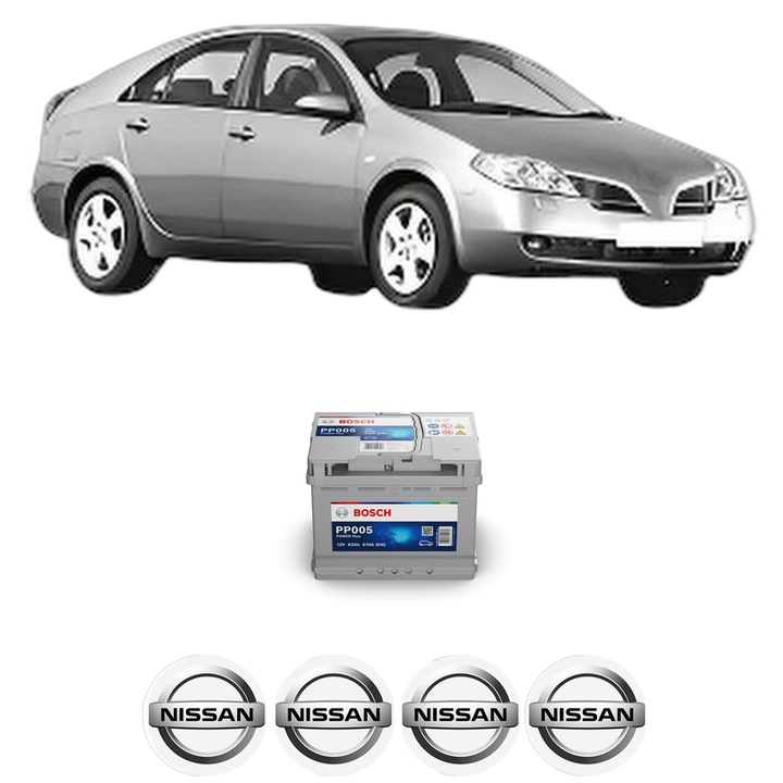 Baterie Acumulator 63 Ah 12 V 610 A NISSAN PRIMERA (P12) 1.6 din 2002-2006 KW 80 CP 109 CMC 1597, auto, Bosch, 4x Stickere auto cu NISSAN