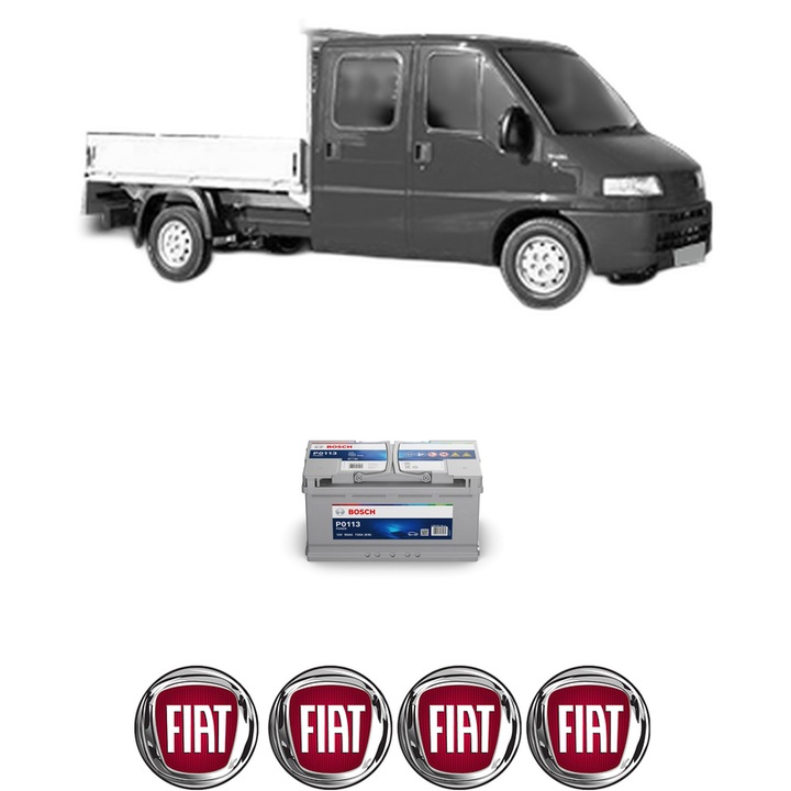 Baterie Acumulator 90 Ah 12 V 720 A FIAT DUCATO Platform/Chassis (230_) 2.0 JTD din 2001-2002 KW 62 CP 84 CMC 1997, auto, Bosch, 4x Stickere auto cu FIAT