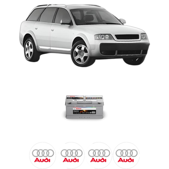 Baterie Acumulator 105 Ah 12 V 950 A AUDI ALLROAD C5 (4BH) 2.5 TDI quattro din 2003-2005 KW 120 CP 163 CMC 2496, auto, Bosch, 4x Stickere auto cu AUDI