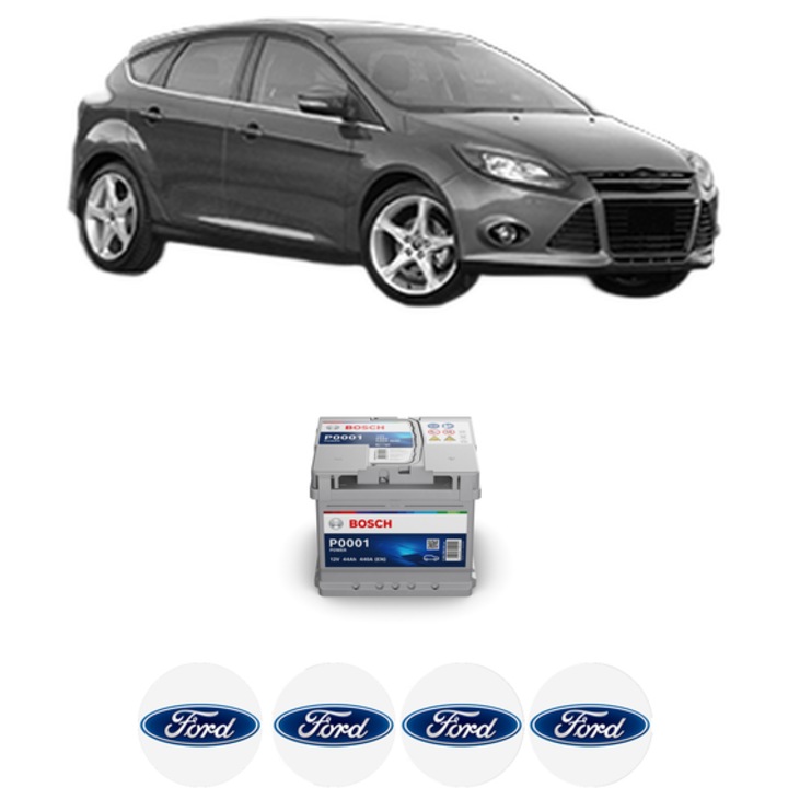 Baterie Acumulator 44 Ah 12 V 440 A FORD FOCUS III Electric din 2013-2017 KW 107 CP 145 CMC n/a, auto, Bosch, 4x Stickere auto cu FORD
