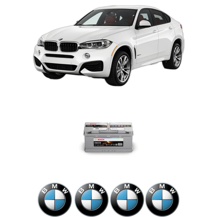 Baterie Acumulator 105 Ah 12 V 950 A BMW Seria X6 (F16, F86) xDrive 35 i din 2014-2019 KW 225 CP 306 CMC 2979, auto, Bosch, 4x Stickere auto cu BMW