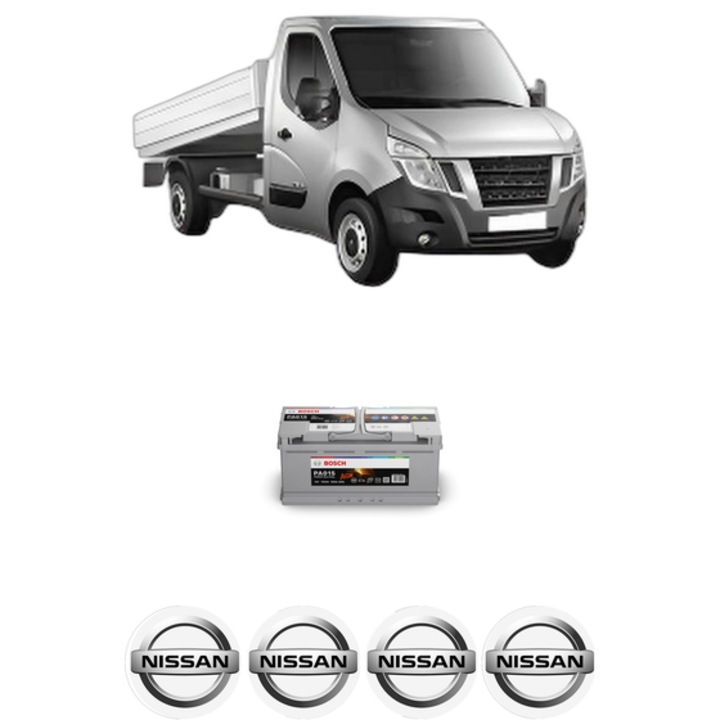 Baterie Acumulator 105 Ah 12 V 950 A NISSAN NV400 Platform/Chassis (X62, X62B) dCi 100 din 2011-2016 KW 74 CP 101 CMC 2299, auto, Bosch, 4x Stickere auto cu NISSAN