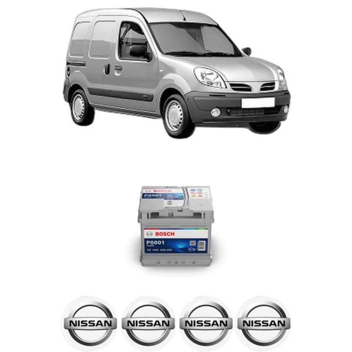 Baterie Acumulator 44 Ah 12 V 440 A NISSAN KUBISTAR Van (X76) 1.6 16V din 2003-2009 KW 70 CP 95 CMC 1598, auto, Bosch, 4x Stickere auto cu NISSAN