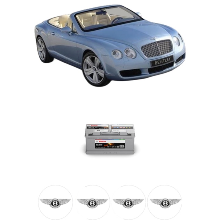 Baterie Acumulator 105 Ah 12 V 950 A BENTLEY CONTINENTAL Convertible (3W_, 394) 6.0 GTC Speed AWD din 2012-2018 KW 460 CP 626 CMC 5998, auto, Bosch, 4x Stickere auto cu BENTLEY