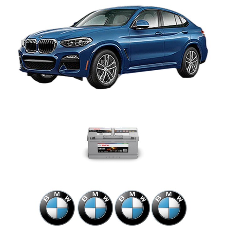 Baterie Acumulator 105 Ah 12 V 950 A BMW Seria X4 (G02, F98) xDrive M40 d din 2018-2020 KW 240 CP 326 CMC 2993, auto, Bosch, 4x Stickere auto cu BMW