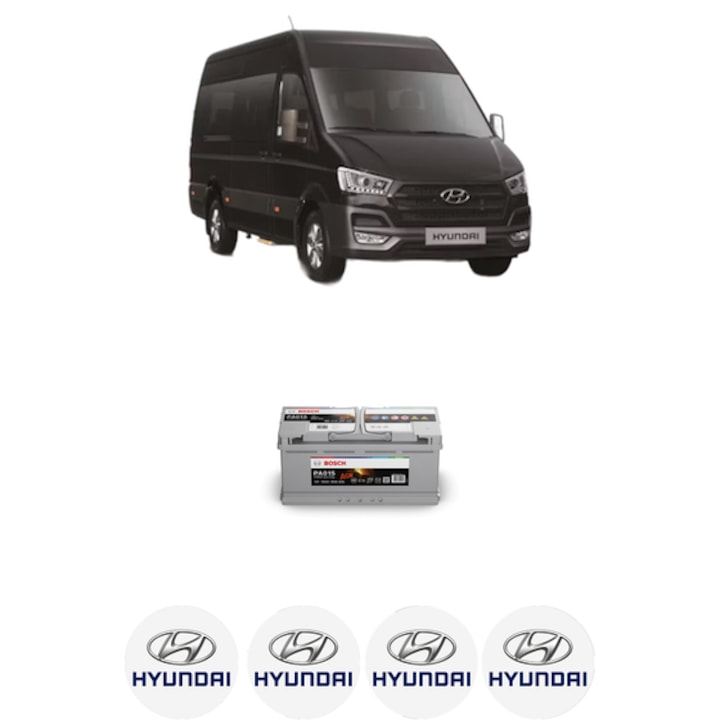 Baterie Acumulator 105 Ah 12 V 950 A HYUNDAI H350 Van 2.5 CRDI din 2015 KW 125 CP 170 CMC 2497, auto, Bosch, 4x Stickere auto cu HYUNDAI