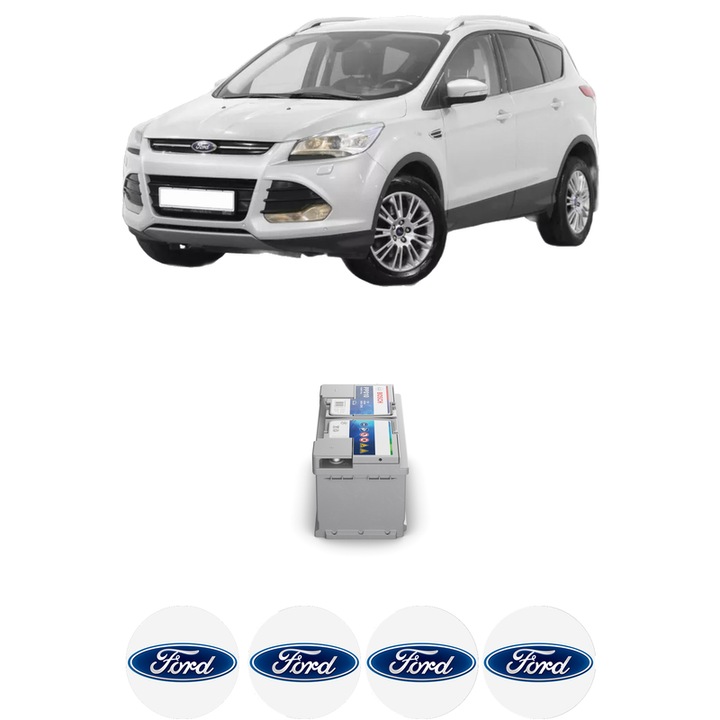 Baterie Acumulator 85 Ah 12 V 800 A FORD KUGA II (DM2) 2.0 TDCi din 2013-2019 KW 100 CP 136 CMC 1997, auto, Bosch, 4x Stickere auto cu FORD