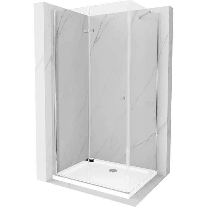 Mexen Lima cabina de dus pliabila 100 x 90 cm, transparent, crom + cada de dus Flat - 856-100-090-01-00-4010