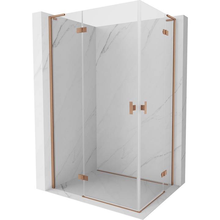 Cabina de dus cu usi batante Mexen Mist-H L Duo 115 x 70 cm, transparent, cupru periat - 8A5L-115L-070P-65-00