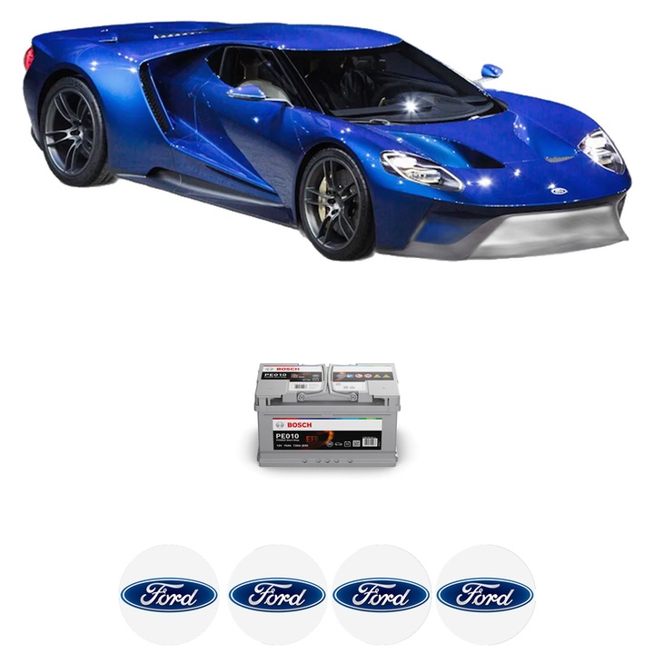 Baterie Acumulator 75 Ah 12 V 730 A FORD GT 3.5 EcoBoost V6 din 2020 KW 463 CP 630 CMC 3497, auto, Bosch, 4x Stickere auto cu FORD