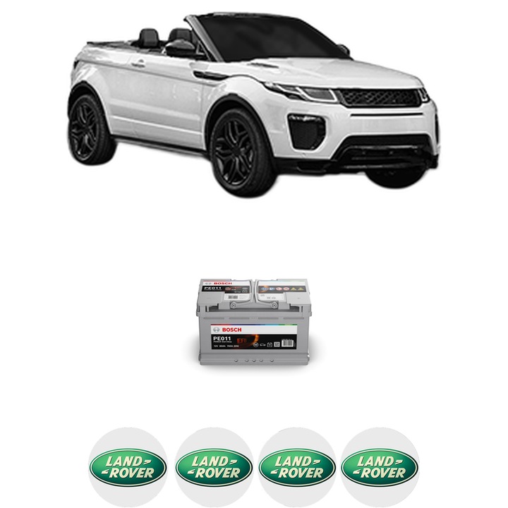 Baterie Acumulator 80 Ah 12 V 800 A LAND ROVER RANGE ROVER EVOQUE Convertible (L538) 2.0 D 4x4 din 2015-2019 KW 132 CP 180 CMC 1999, auto, Bosch, 4x Stickere auto cu LAND ROVER