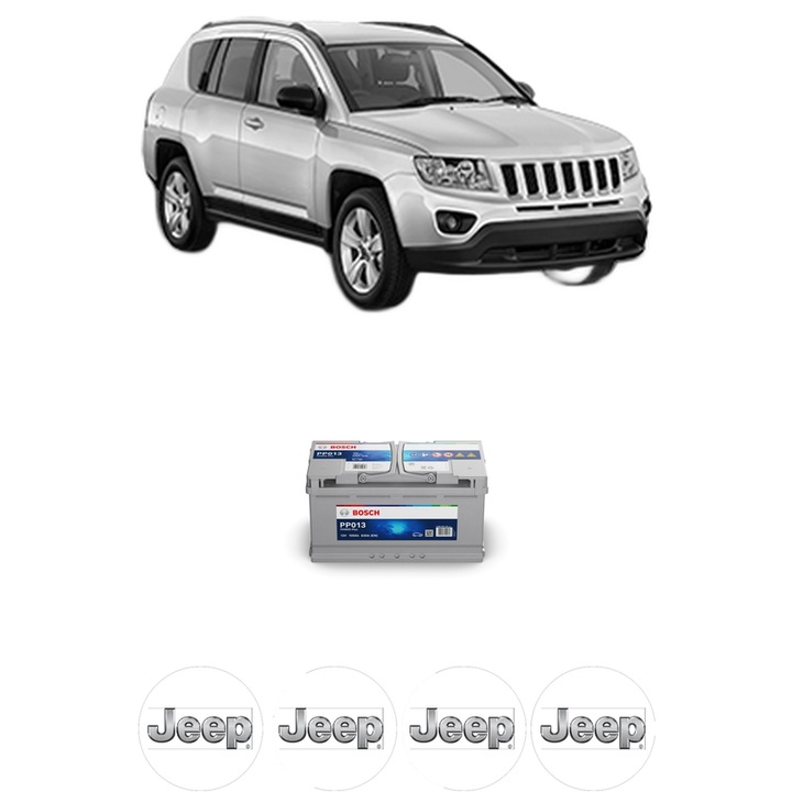 Baterie Acumulator 100 Ah 12 V 830 A JEEP COMPASS (MK49) 2.2 CRD 4x4 din 2011 KW 100 CP 136 CMC 2143, auto, Bosch, 4x Stickere auto cu JEEP