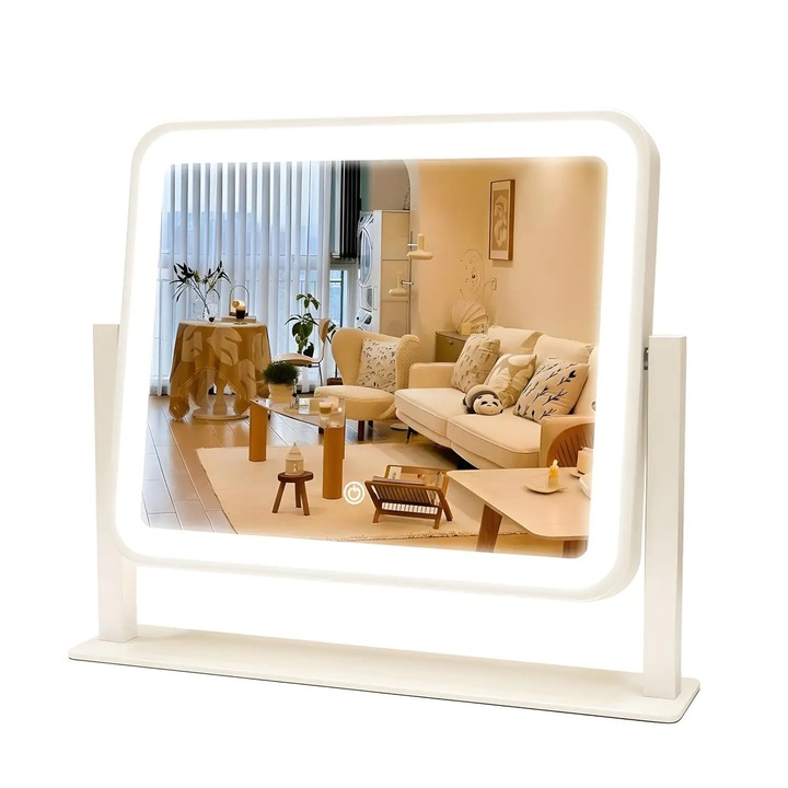 Oglindă Cosmetica Elindor, Aluminiu, 35x30 cm, Alb