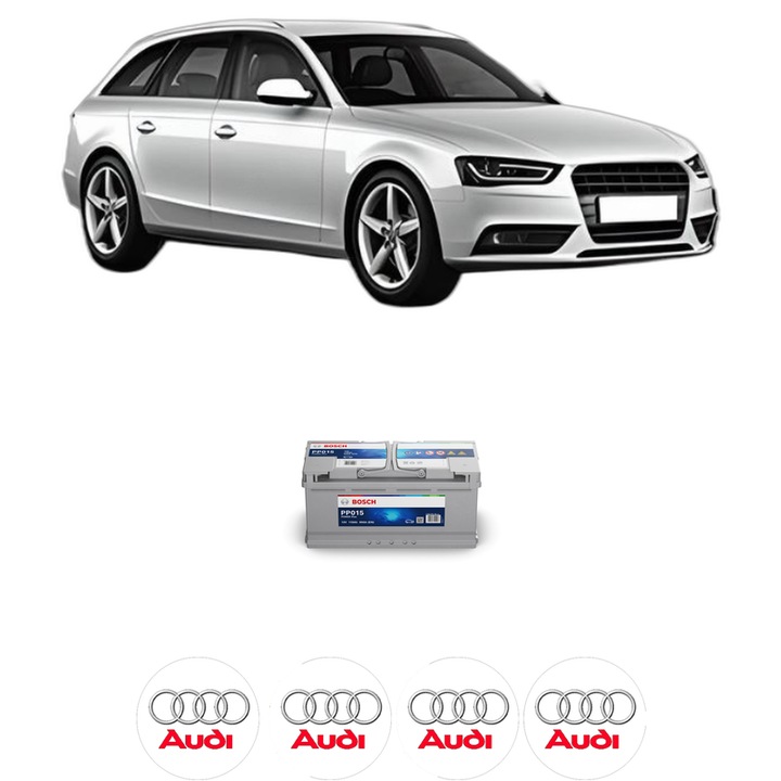 Baterie Acumulator 110 Ah 12 V 950 A AUDI A4 B8 Avant (8K5) 1.8 TFSI din 2007-2012 KW 118 CP 160 CMC 1798, auto, Bosch, 4x Stickere auto cu AUDI