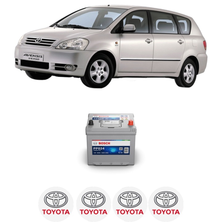 Baterie Acumulator 60 Ah 12 V 520 A TOYOTA AVENSIS VERSO (_M2_) 2.0 VVT-i (ACM20_, ACM20R) din 2001-2009 KW 110 CP 150 CMC 1998, auto, Bosch, 4x Stickere auto cu TOYOTA
